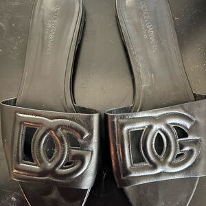 Dolce & Gabbana Black Logo Sandals